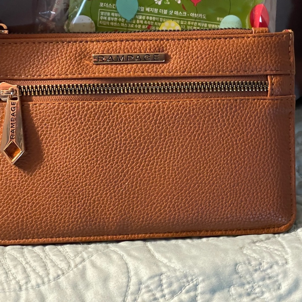 Rampage Tan Zippered Clutch EUC